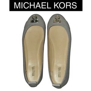 MICHAEL KORS Pearl Grey Hamilton Ballet Flats, EUC